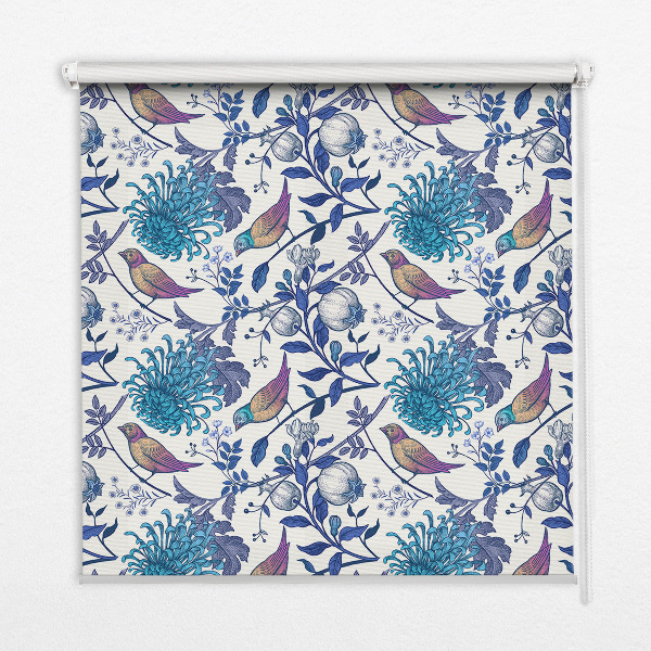 Modern roller blind Blue tree flowers