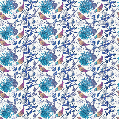 Modern roller blind Blue tree flowers