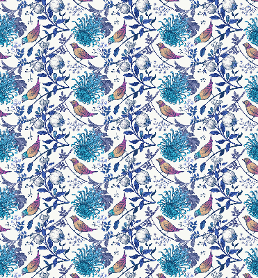 Modern roller blind Blue tree flowers