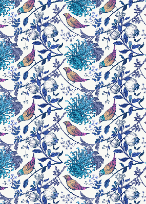 Modern roller blind Blue tree flowers