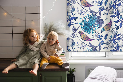 Modern roller blind Blue tree flowers