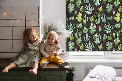Roller blind for large window Cacti