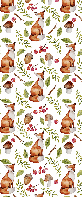 Fabric roller blind Foxes, mushrooms, leaves