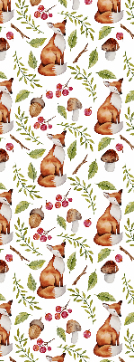 Fabric roller blind Foxes, mushrooms, leaves