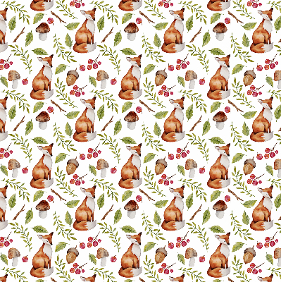 Fabric roller blind Foxes, mushrooms, leaves