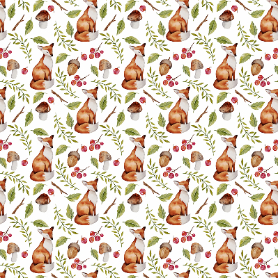 Fabric roller blind Foxes, mushrooms, leaves