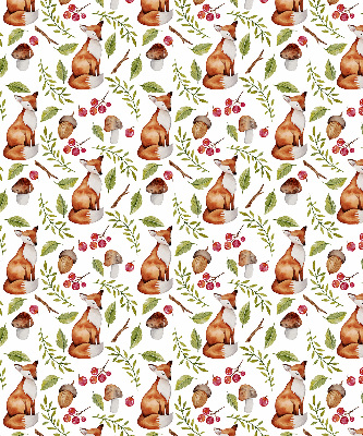Fabric roller blind Foxes, mushrooms, leaves