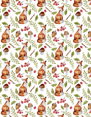 Fabric roller blind Foxes, mushrooms, leaves