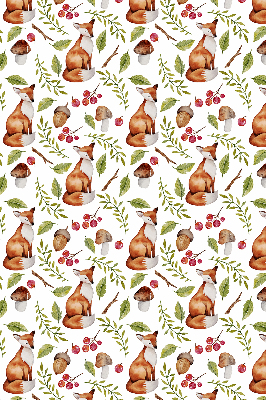 Fabric roller blind Foxes, mushrooms, leaves