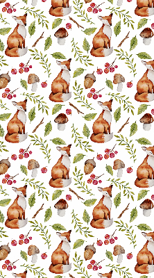 Fabric roller blind Foxes, mushrooms, leaves