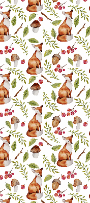 Fabric roller blind Foxes, mushrooms, leaves