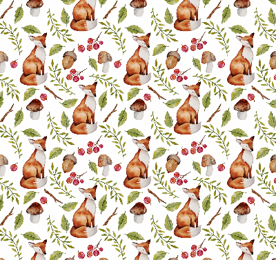 Fabric roller blind Foxes, mushrooms, leaves