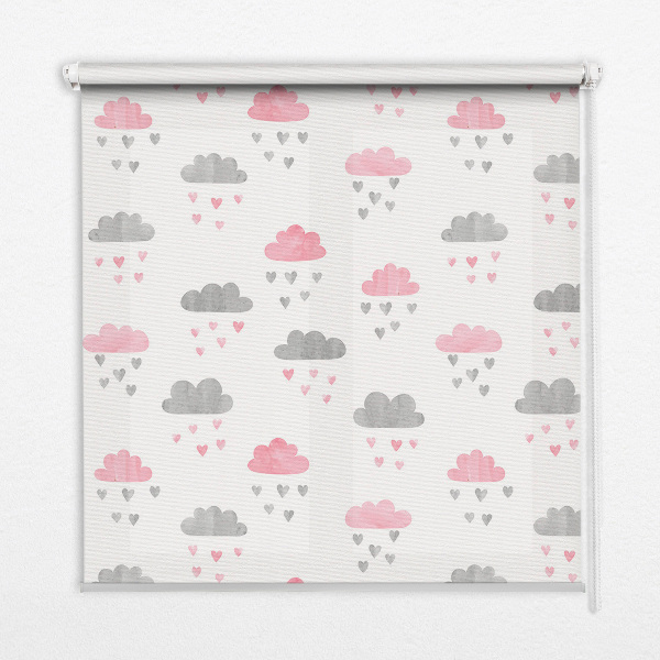 Modern roller blind Pink and gray clouds