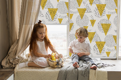 Fabric roller blind Triangles and circles made of dots