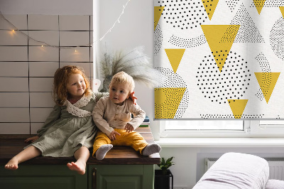 Fabric roller blind Triangles and circles made of dots