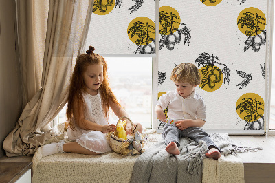 Modern roller blind Fruits and yellow circles