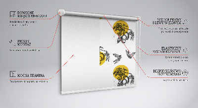 Modern roller blind Fruits and yellow circles