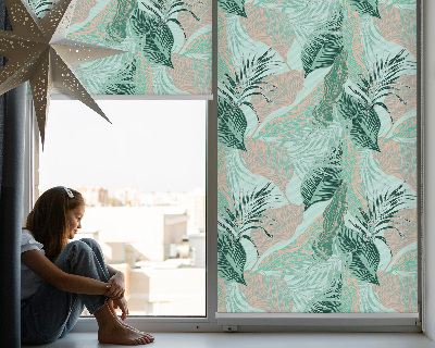 Roller blind for large window Tropical leaves