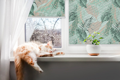 Roller blind for large window Tropical leaves