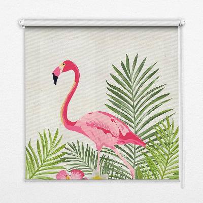 Roller blind for large window Flamingos by the leaves