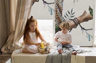 Fabric roller blind Cheetahs on a branch