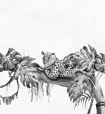 Modern roller blind Drawn cheetahs on a branch