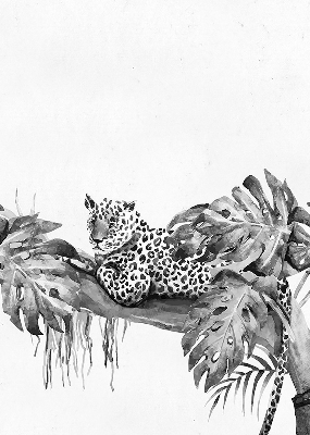 Modern roller blind Drawn cheetahs on a branch