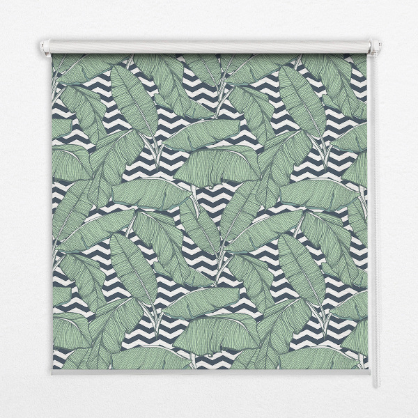 Modern roller blind Palm leaves on a black and white background