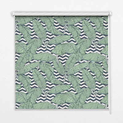 Modern roller blind Palm leaves on a black and white background