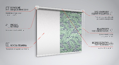 Modern roller blind Palm leaves on a black and white background