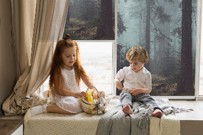 Roller blind for large window Forest at night