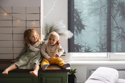 Roller blind for large window Forest at night