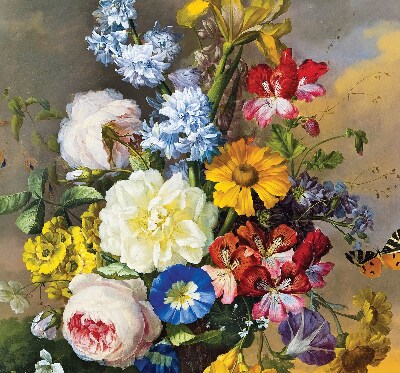 Fabric roller blind A bouquet of flowers