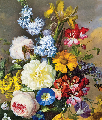 Fabric roller blind A bouquet of flowers