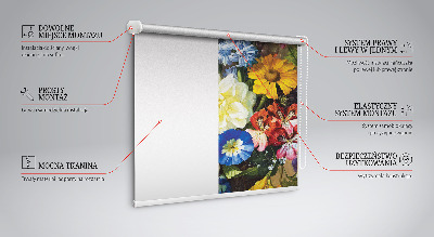 Fabric roller blind A bouquet of flowers