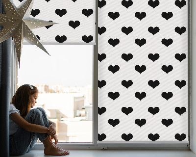 Fabric roller blind Black hearts