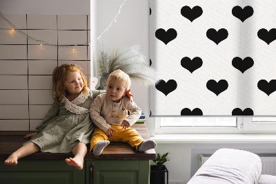 Fabric roller blind Black hearts