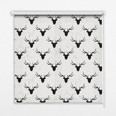 Fabric roller blind Black deer heads