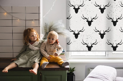 Fabric roller blind Black deer heads