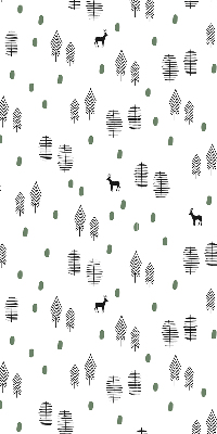 Modern roller blind Drawn trees and deer