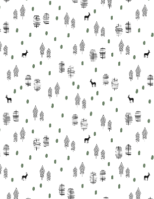 Modern roller blind Drawn trees and deer