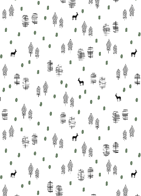 Modern roller blind Drawn trees and deer