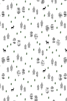 Modern roller blind Drawn trees and deer