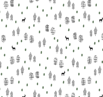 Modern roller blind Drawn trees and deer