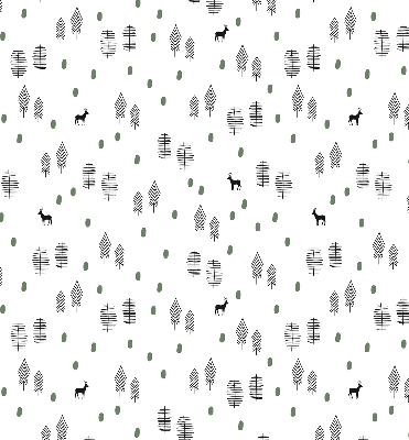 Modern roller blind Drawn trees and deer