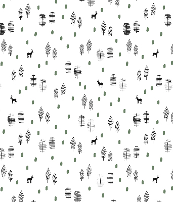Modern roller blind Drawn trees and deer