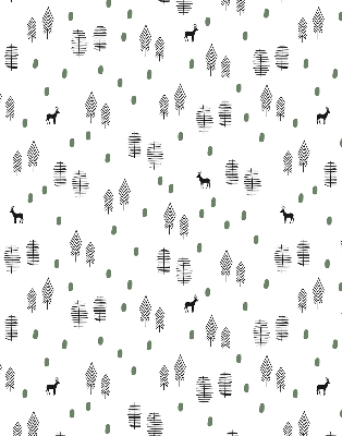 Modern roller blind Drawn trees and deer