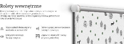 Modern roller blind Drawn trees and deer