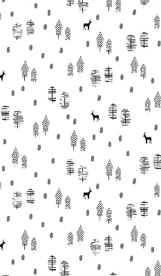 Modern roller blind Drawn trees and deer