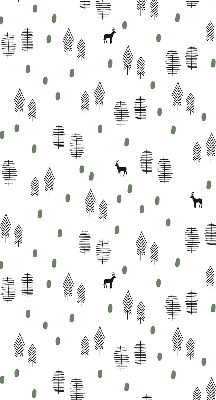 Modern roller blind Drawn trees and deer